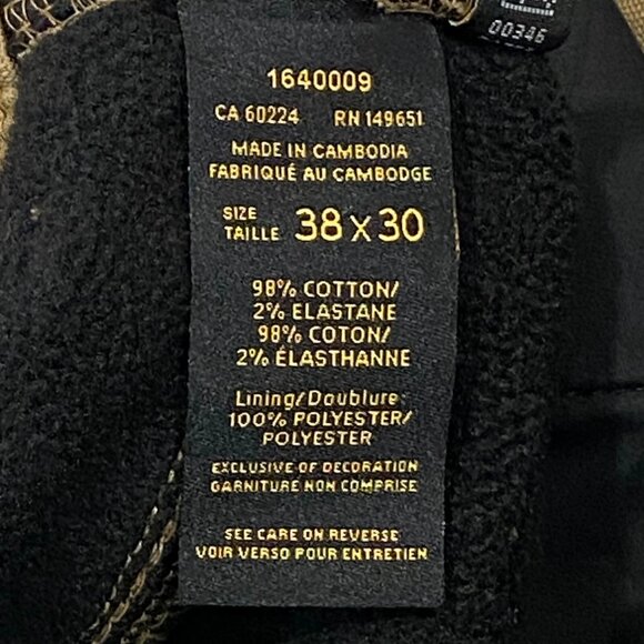 CAT Caterpillar Work Pants Mens 38 x 30 Brown Canvas Fleece Lined Insulated - Picture 13 of 14